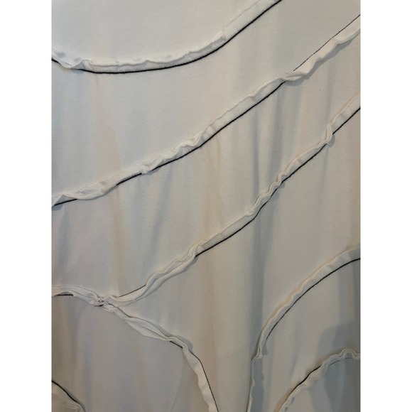 Cynthia Ashby White Cotton Knit Lagenlook Raw Seam Patchwork A-Line Dress XS - Picture 6 of 9